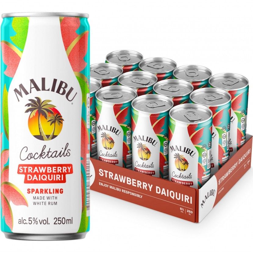 Licor Malibu Strawberry & Daiquiri 25 Cl (Pack 12)